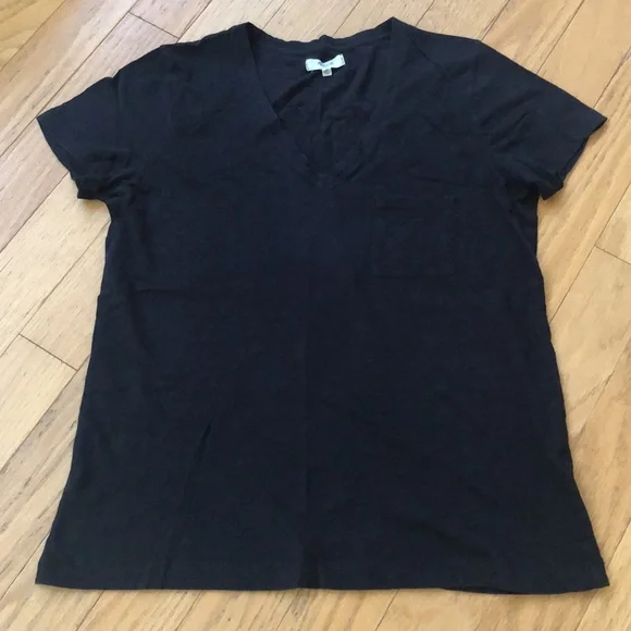 Madewell Whisper Cotton V-Neck w/ Pocket Black Cotton Tee w/ Front Pocket - Picture 4 of 12